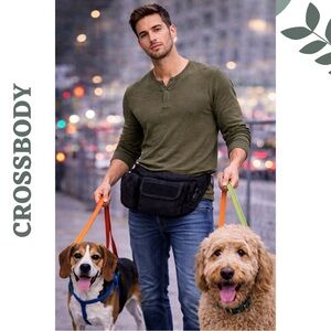 Black Canvas Utility Fanny Pack Multi Pocket Belt Bag Waist